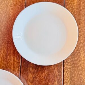 VINTAGE Set of 7 Thin White Glass Salad Dessert Plates 8” Lightweight Porcelain